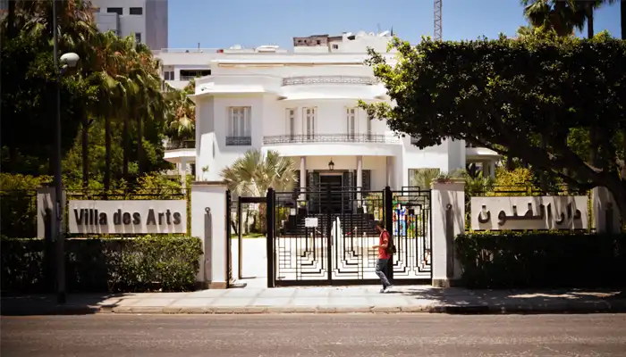 Villa des Arts in Rabat, Morocco, a cultural venue set in an Art Deco building, showcasing contemporary Moroccan art through diverse exhibitions.